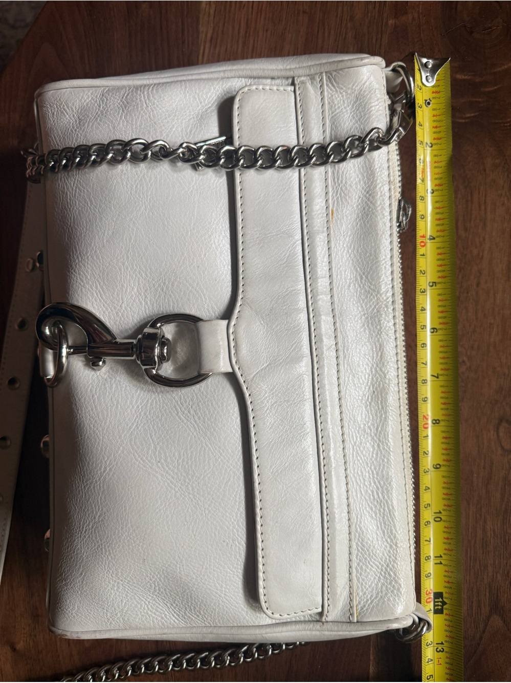 Rebecca Minkoff large "Mac" White Leather Crossbody Chain